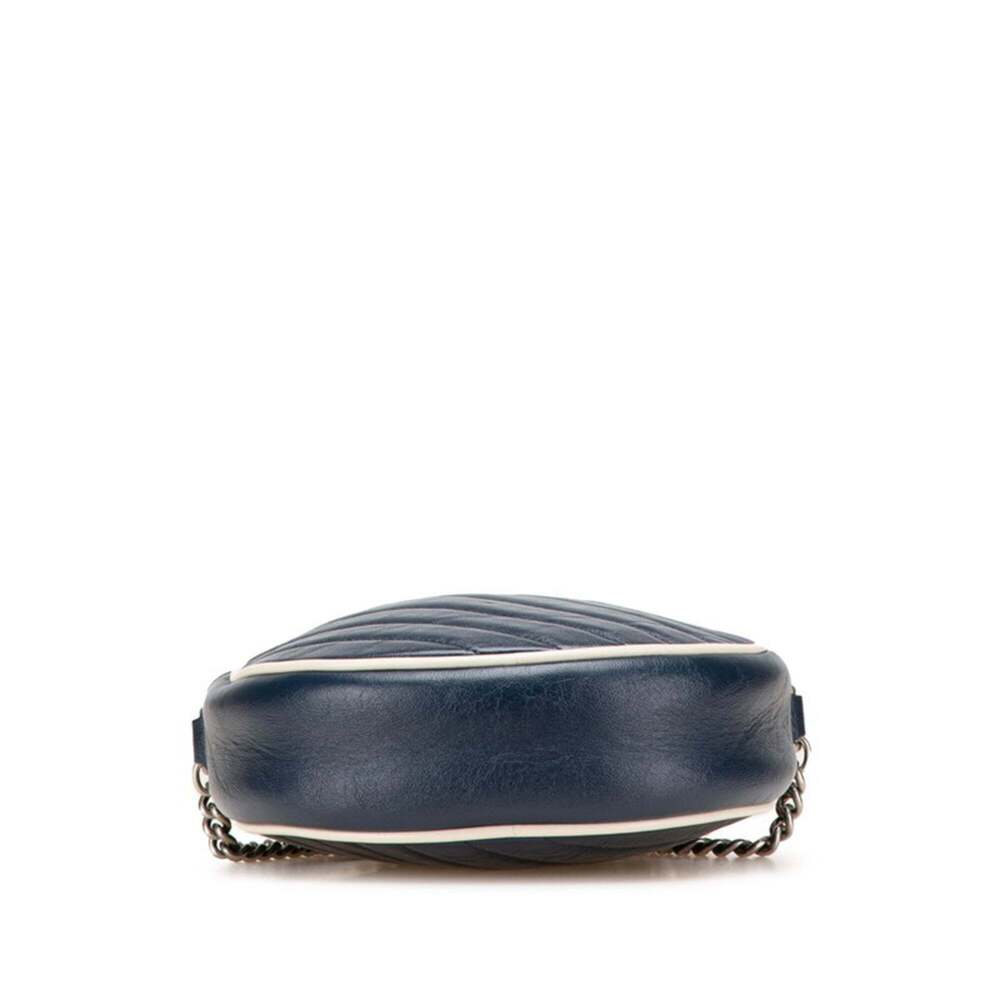 Gucci GG Marmont Chain Shoulder Bag 550154 Navy Leather Women's GUCCI - Picture 3 of 12